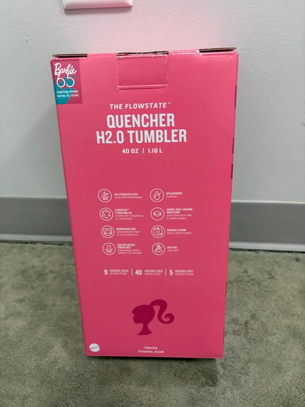 Stanley Barbie Insulated Tumbler in Bright Pink with Gold Accent - Picture 3 of 3